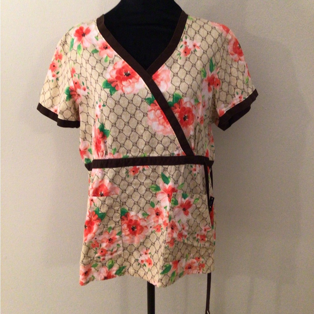 Koi Cream and Orange Uniform Short Sleeve
